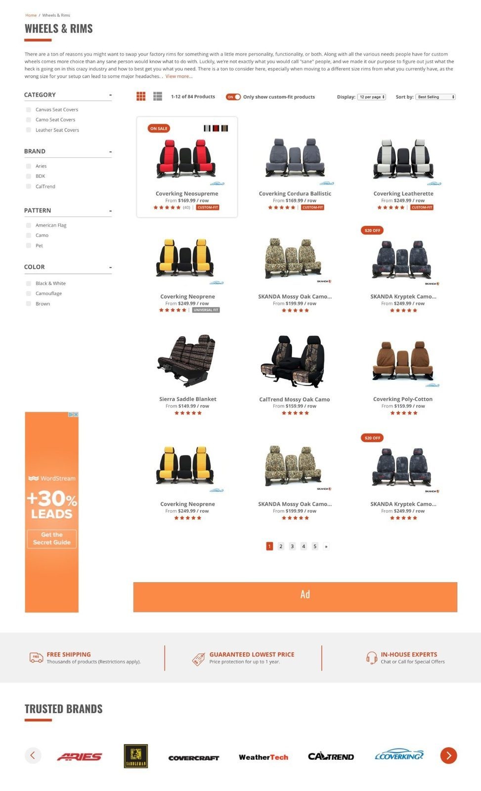 Haitham Hassan UX — AutoAnything department page final UI, wheels and rims