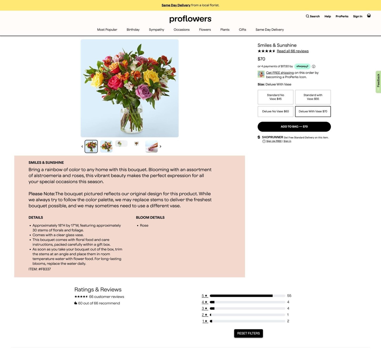 Haitham Hassan UX — ProFlowers product detail page final UI, conversion optimized