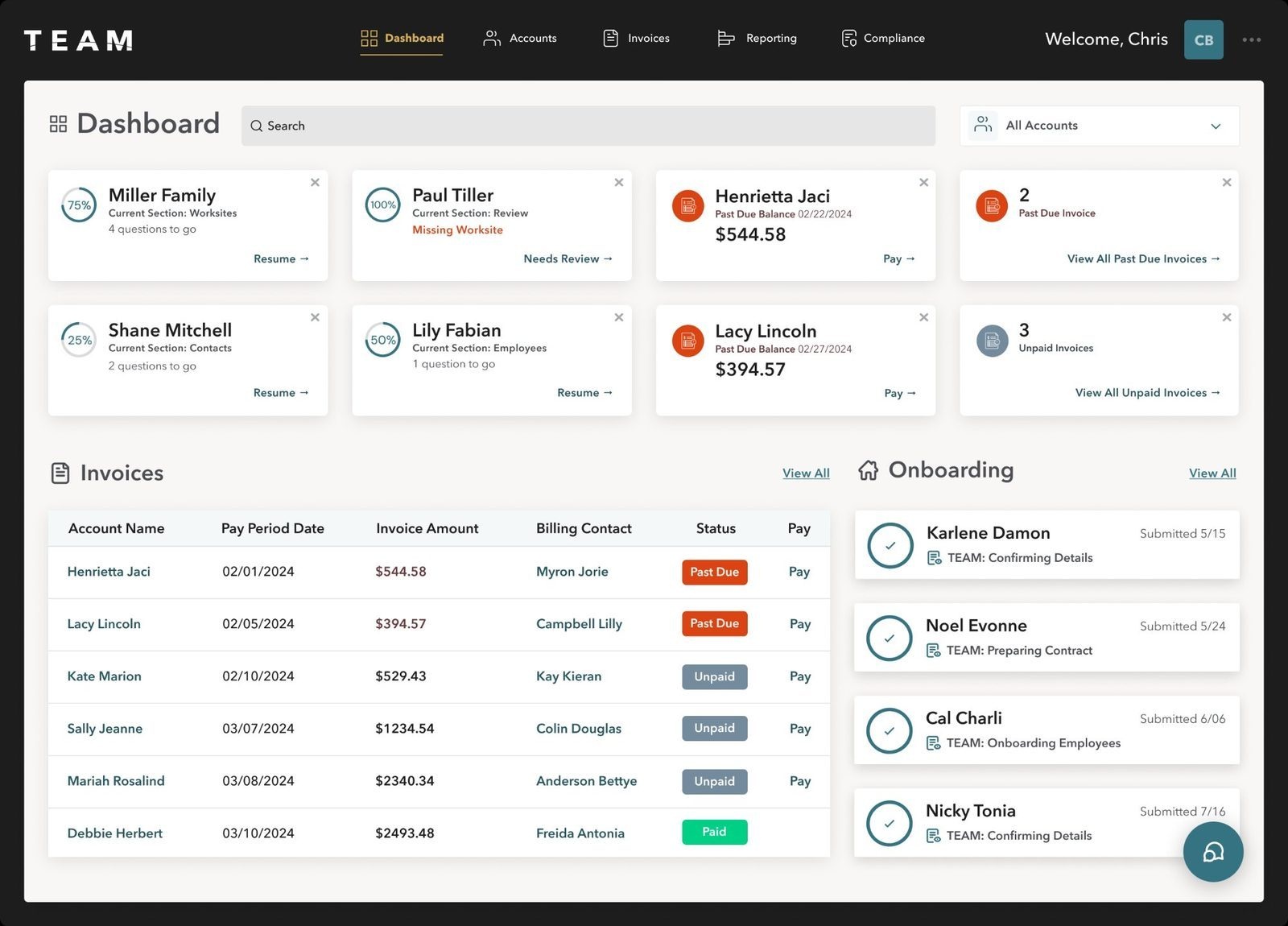 Haitham Hassan UX — TEAM Risk Management final dashboard UI, enterprise payroll portal